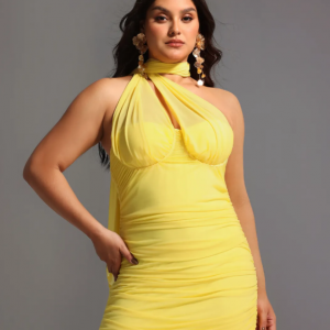 Ulasa Sleeveless Ruched Mesh Maxi Dress