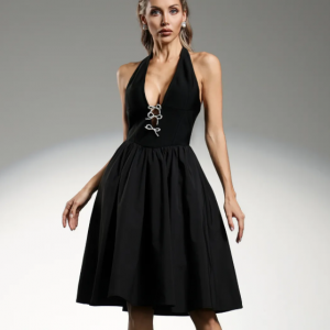 Enya Sleeveless Halter Bow Mini Dress