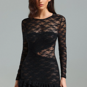 Edeline Lace Asymmetrical Hem Mini Dress