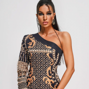Daya One Shoulder Pearl Mini Dress
