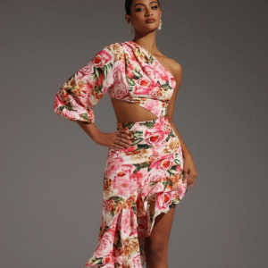 Emmeline One Shoulder Hollow Out Slit Maxi Dress