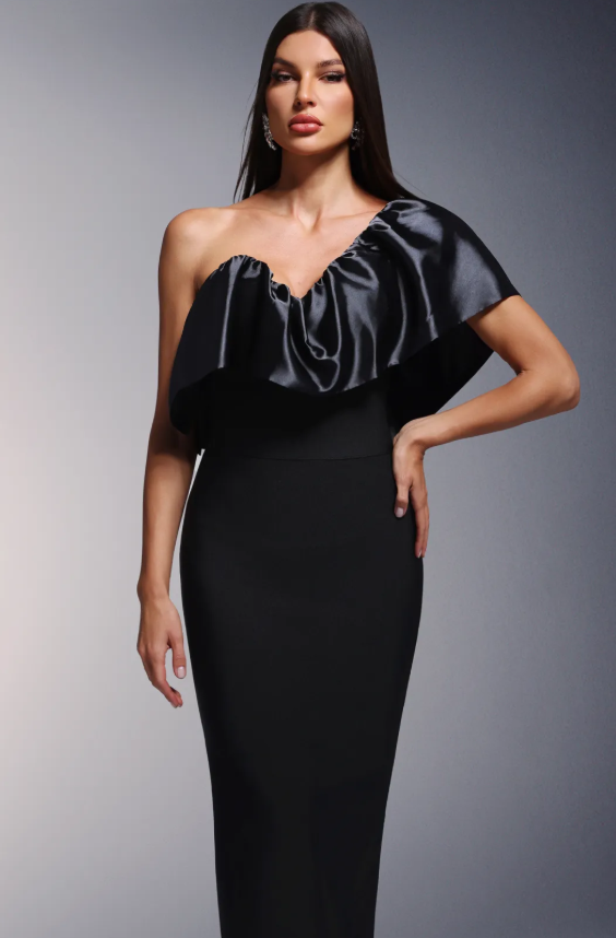 Namia Asymmetry Falbala Bandage Maxi Dress