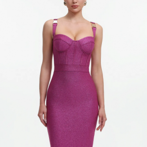 Ziriy Sleeveless V-Neck Bandage Purple Maxi Dress